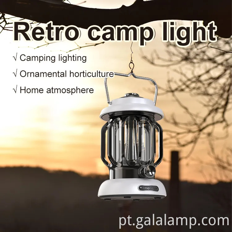 Lanterna LED de inspiração vintage para camping e segurança ao ar livre